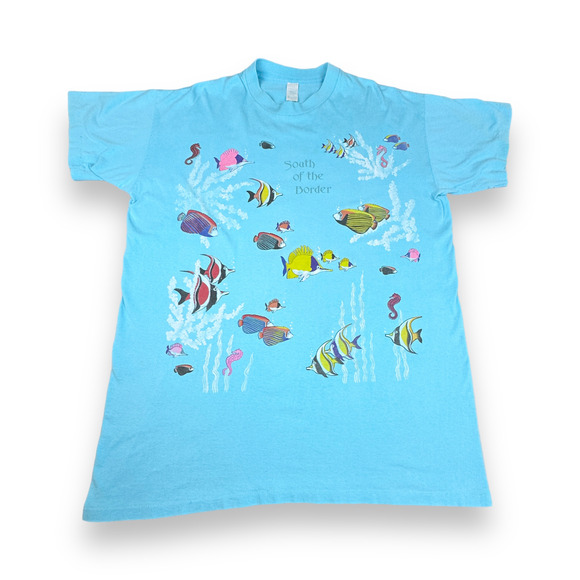 Vintage Disney Fish Shirt Adult 2XL Blue 90s Sleep Aquarium South of the Border - Picture 1 of 7